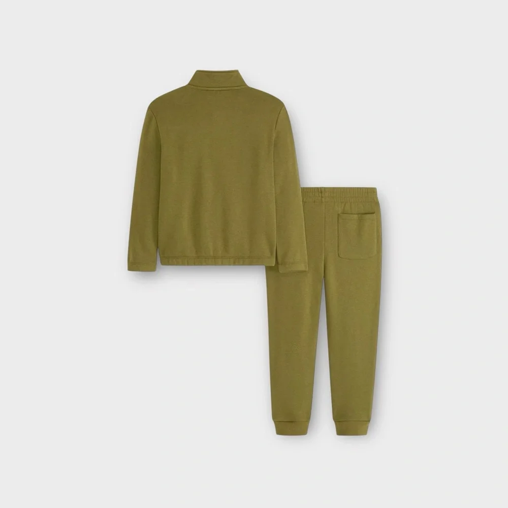 Scotch & Soda 1/4 Zip Green Fleece Pullover & Jogger Sweatpants Matching Set